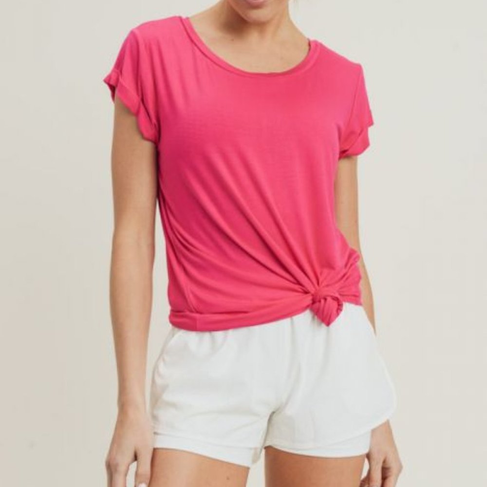 Round Neck Cap Sleeve Shirt